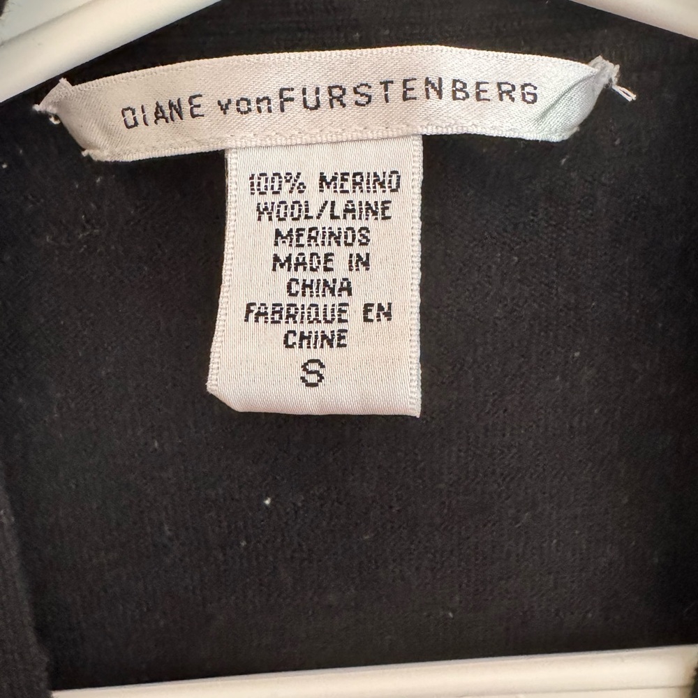 Diane Von Furstenberg Black Merino Wool Top